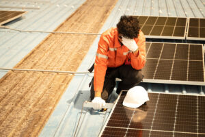 A hot and tired worker feeling faint in heavy sunlight